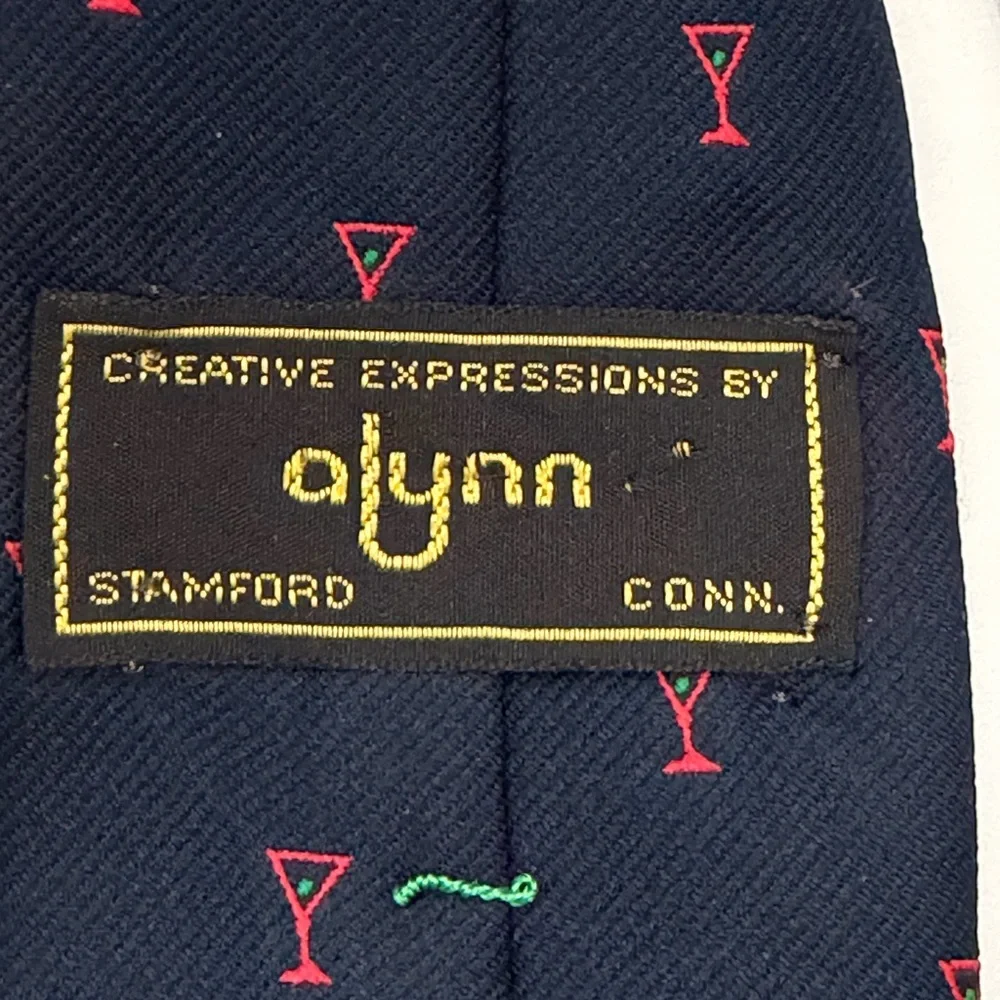 Alynn Men’s Dirty Martini Tie Navy Blue Red Martinis Fun Casual Necktie Cocktail